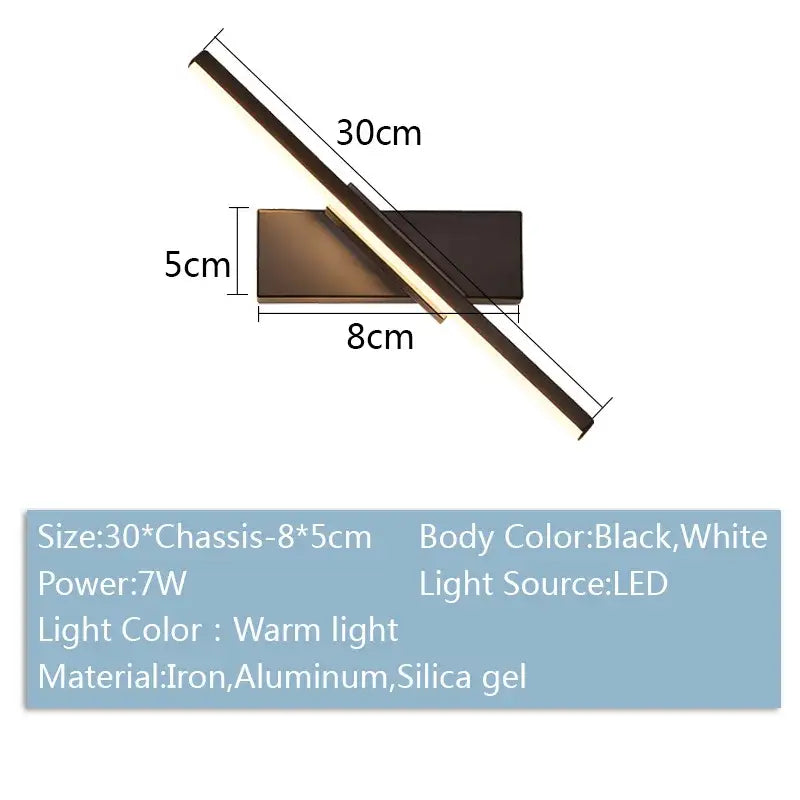 Black LED Wall Bedroom Lamp