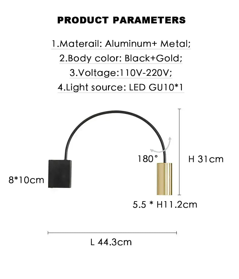 Black Adjustable Reading Nook Wall Sconce