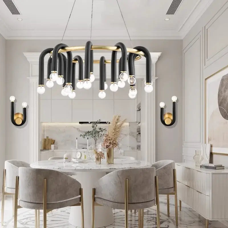 Black Aluminum Tube Chandelier