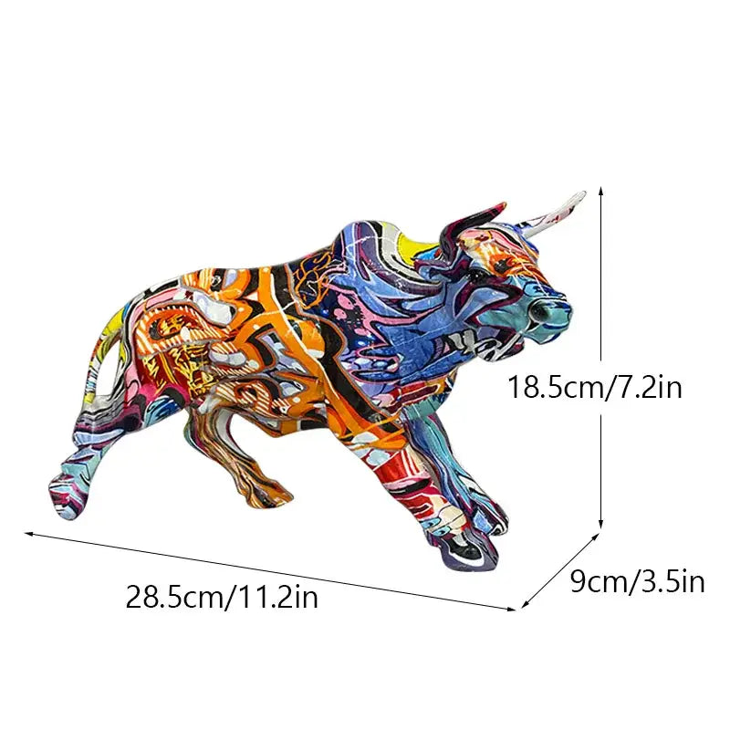 Black Gold Bull Sculpture with Resin Detailing
