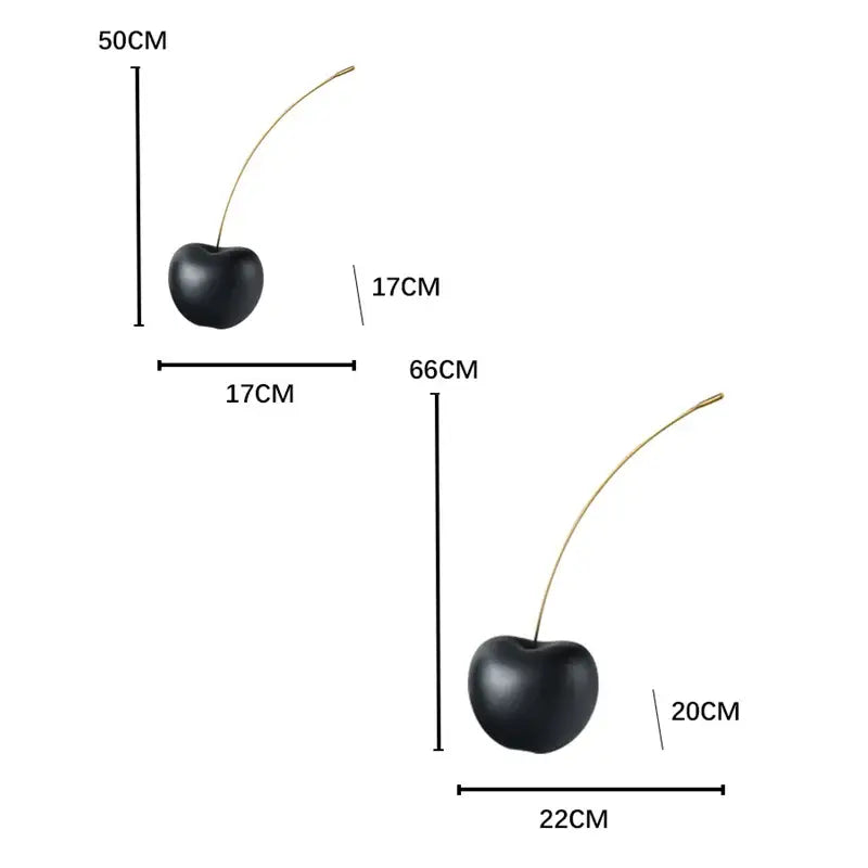 Black Resin Cherry Sculpture