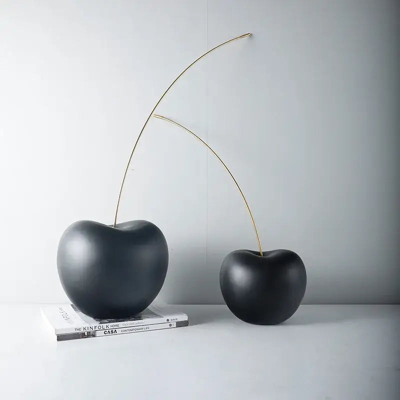 Black Resin Cherry Sculpture