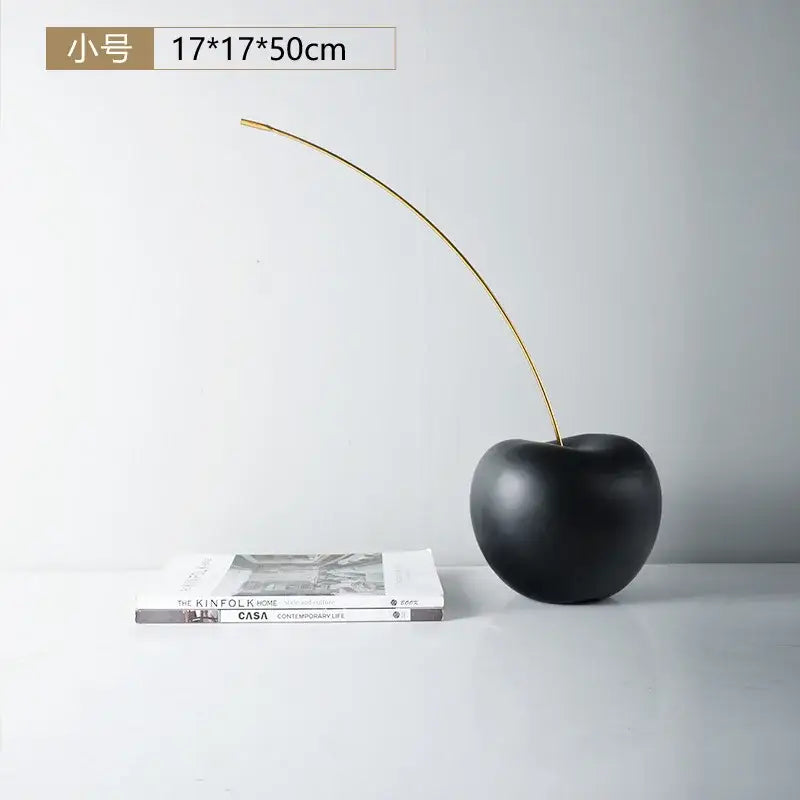 Black Resin Cherry Sculpture