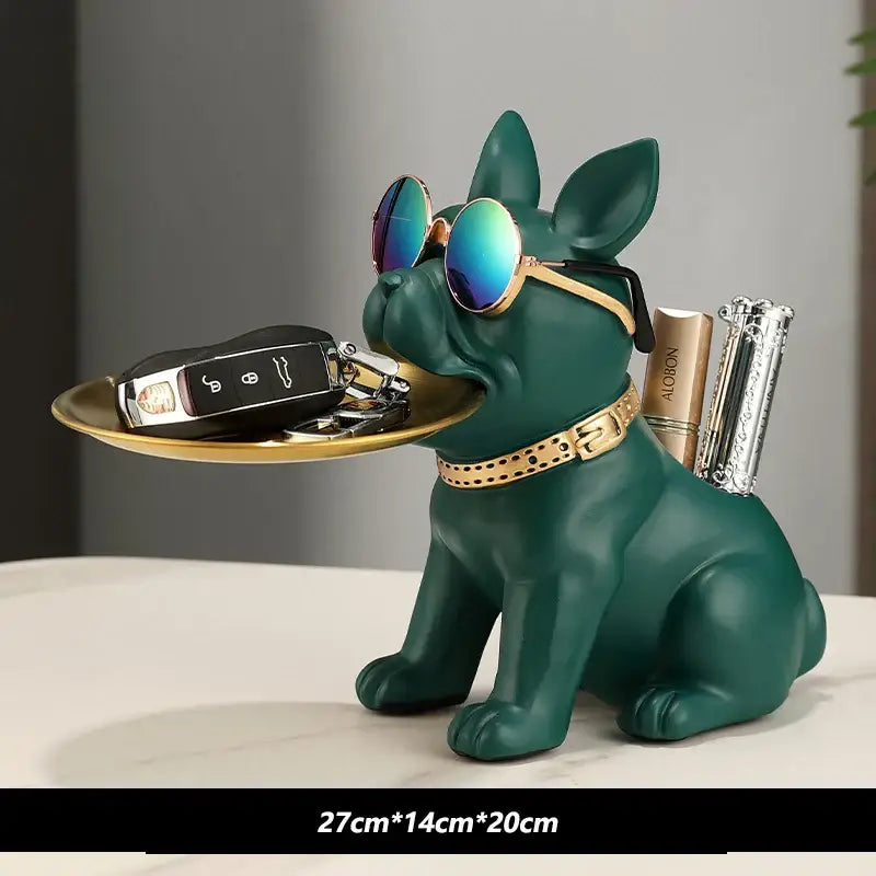 Black Bulldog Key Tray Sculpture