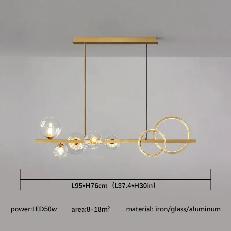 Gold Glass Iron Construction Kitchen Pendant Light
