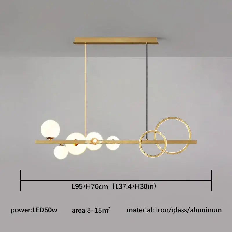 Gold Glass Iron Construction Kitchen Pendant Light