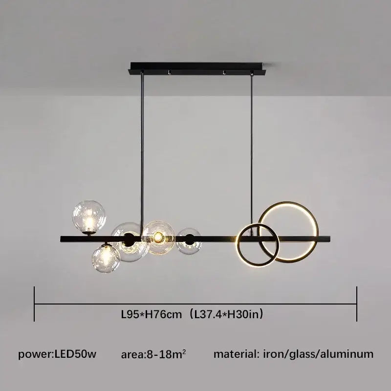 Gold Glass Iron Construction Kitchen Pendant Light