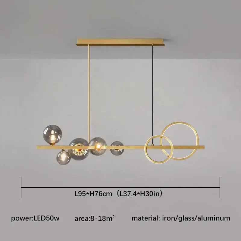 Gold Glass Iron Construction Kitchen Pendant Light