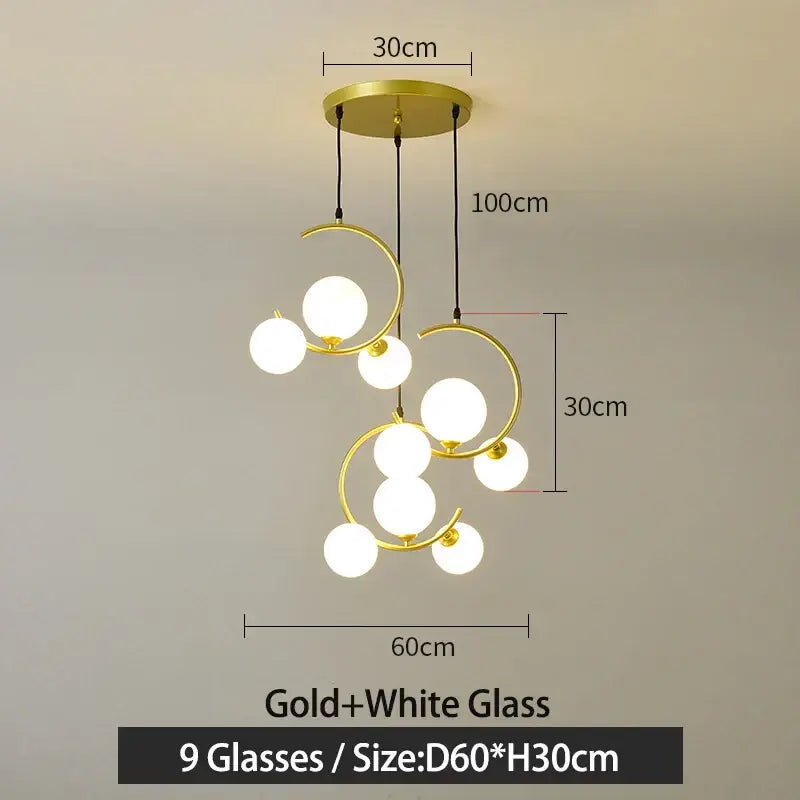 Black Glass Pendant Light with Three-Color Light