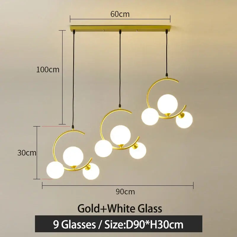 Black Glass Pendant Light with Three-Color Light