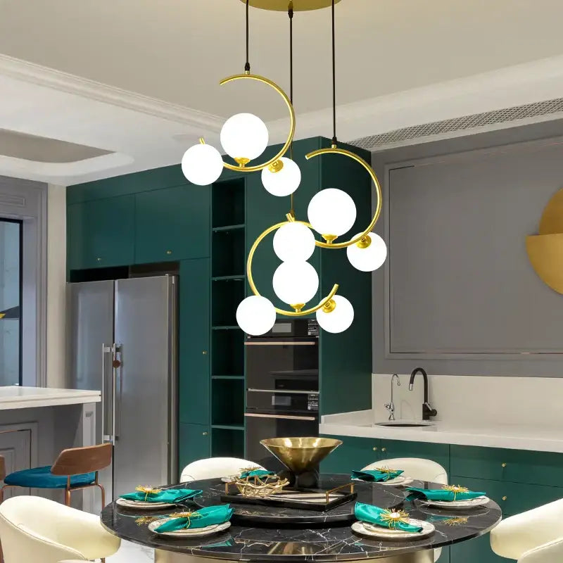 Black Glass Pendant Light with Three-Color Light