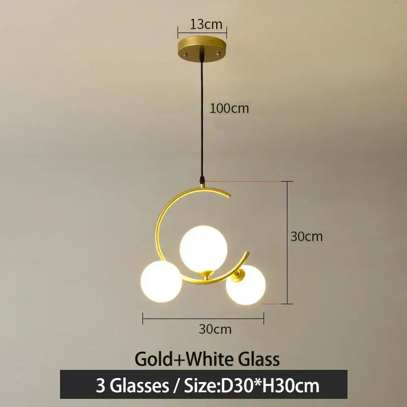 Black Glass Pendant Light with Three-Color Light
