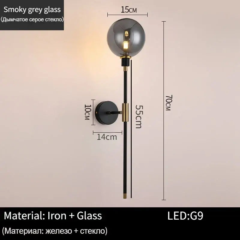 Gold Glass Wall Lamp with Art Deco Style