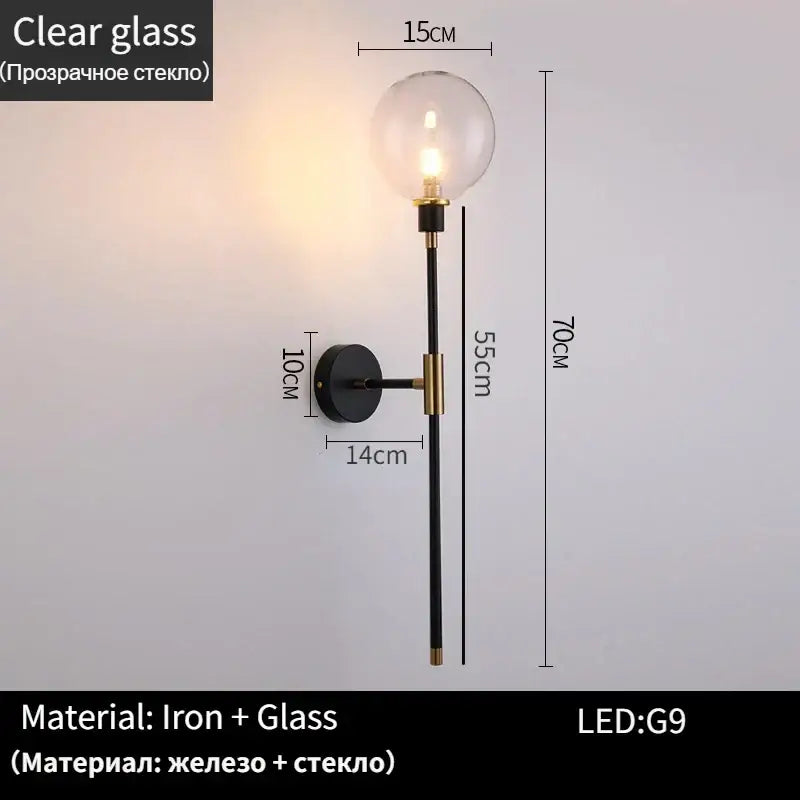 Gold Glass Wall Lamp with Art Deco Style