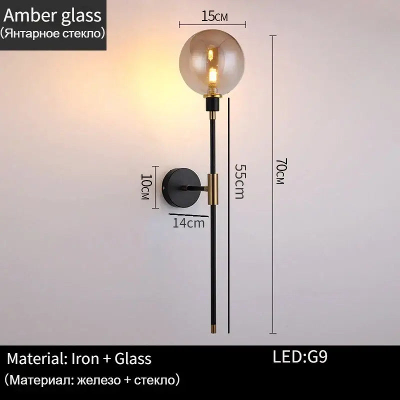 Gold Glass Wall Lamp with Art Deco Style