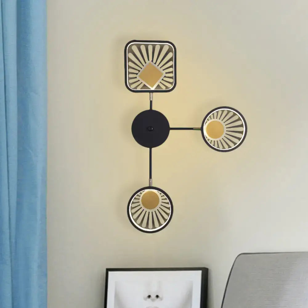 Black Gold Sunburst Sconce
