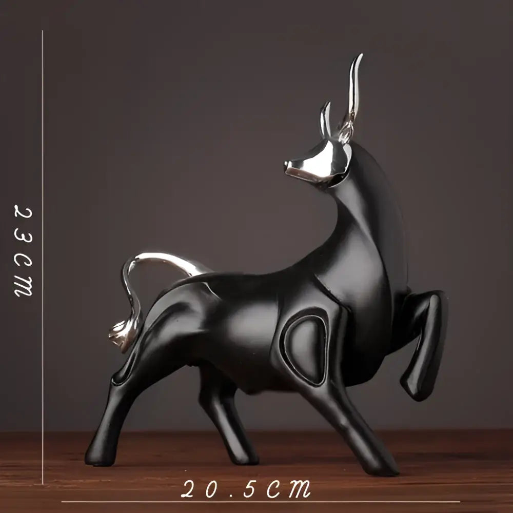 Black Resin Bull Sculpture