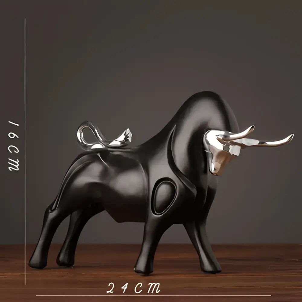 Black Resin Bull Sculpture