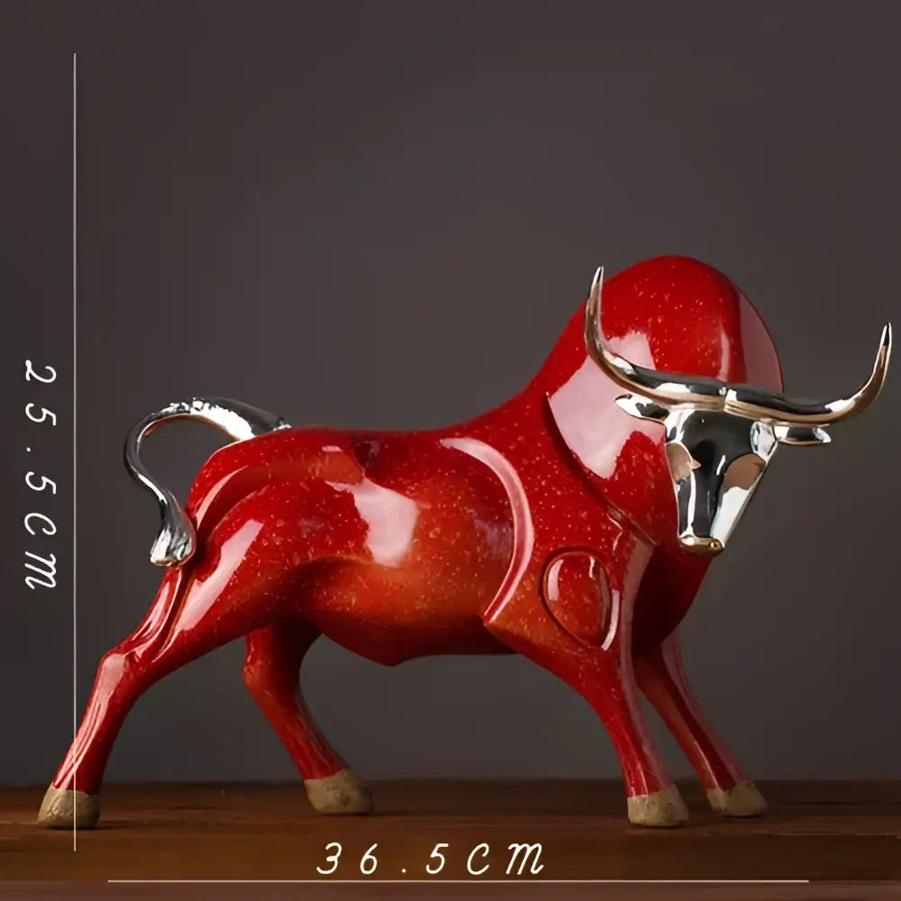 Black Resin Bull Sculpture