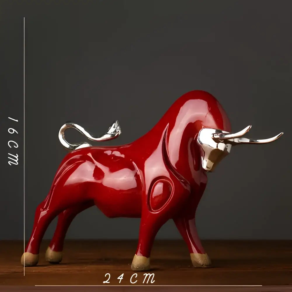 Black Resin Bull Sculpture