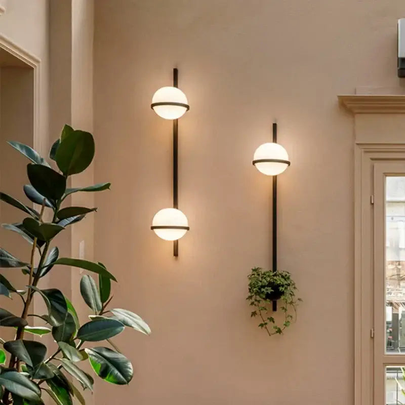 White Acrylic Art-Deco Ball Sconce