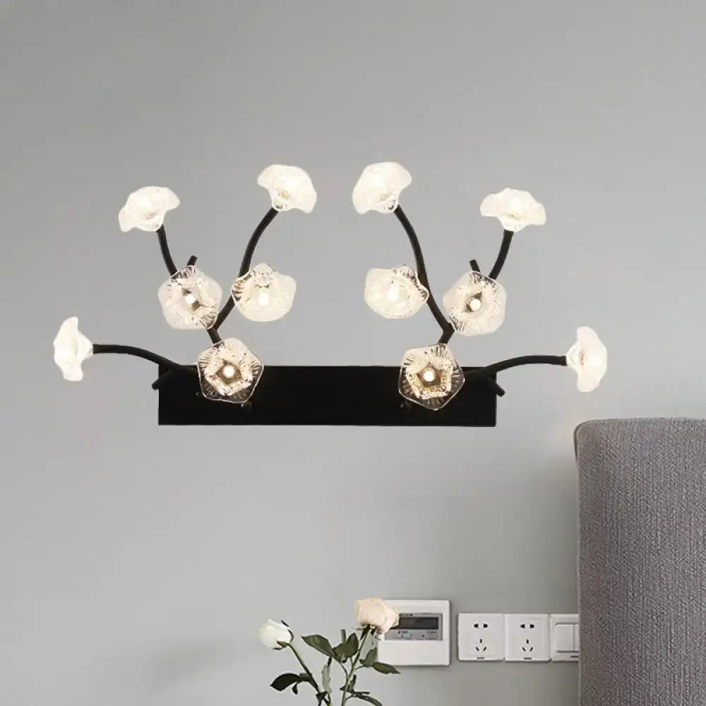 Black Blossom Glass Wall Light