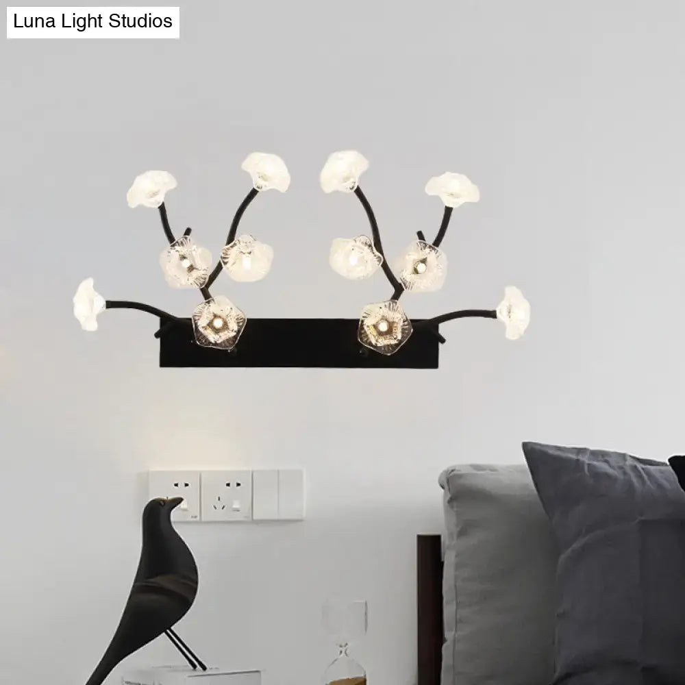 Black Blossom Glass Wall Light
