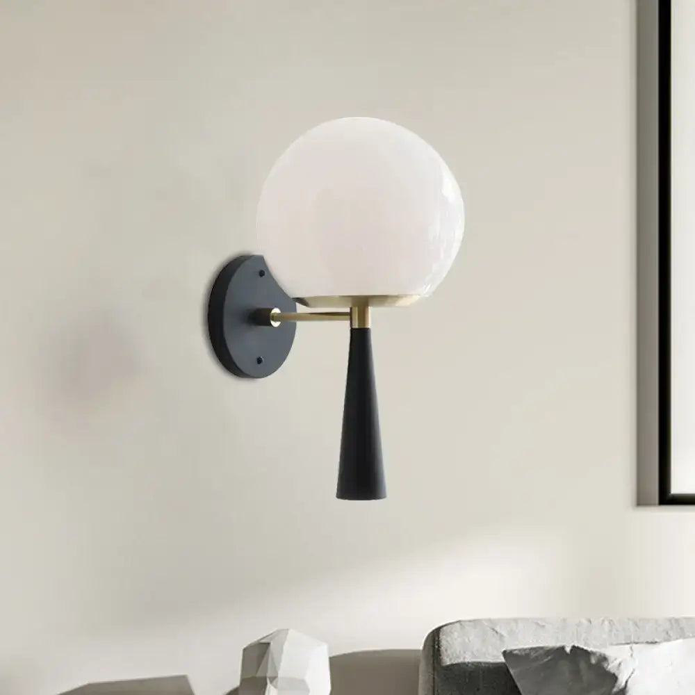 Black Globe Compact Wall Sconce