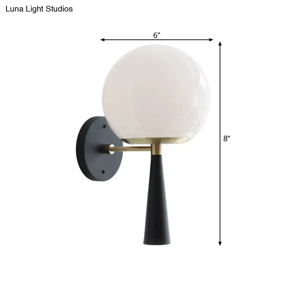 Black Globe Compact Wall Sconce