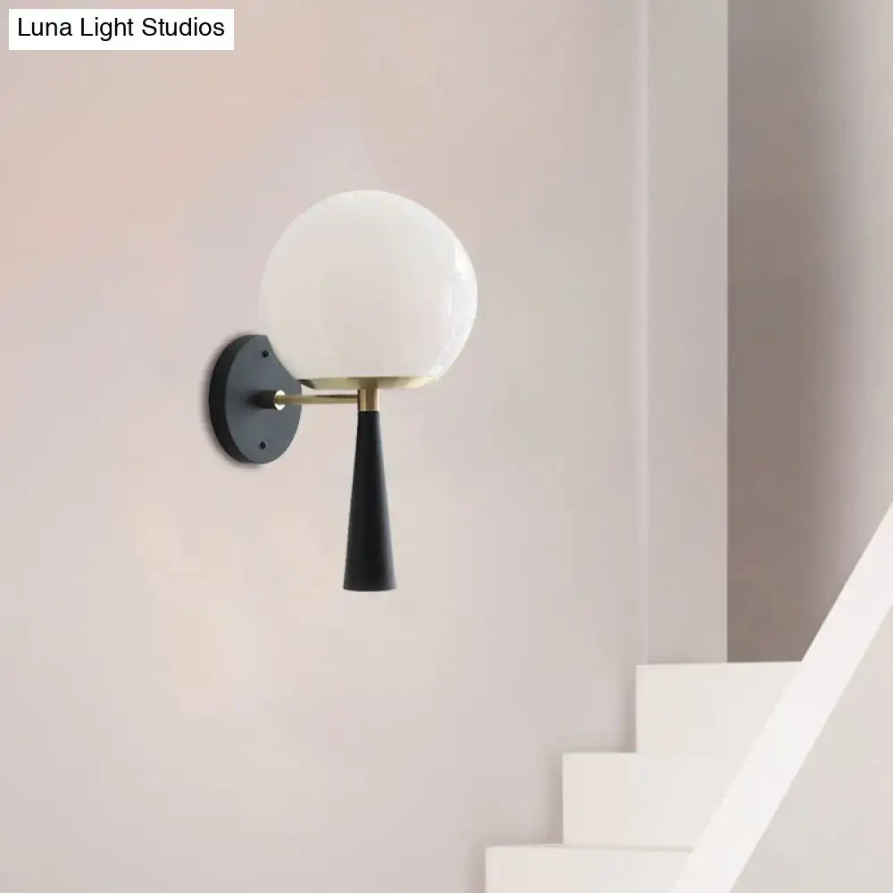 Black Globe Compact Wall Sconce