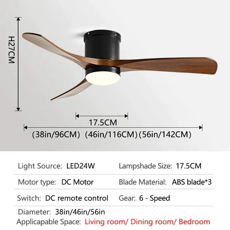 Black Wood 46-Inch LED Ceiling Fan
