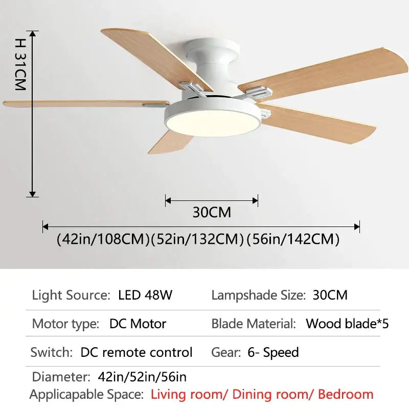 Black Wood Multi-Color Ceiling Fan Light