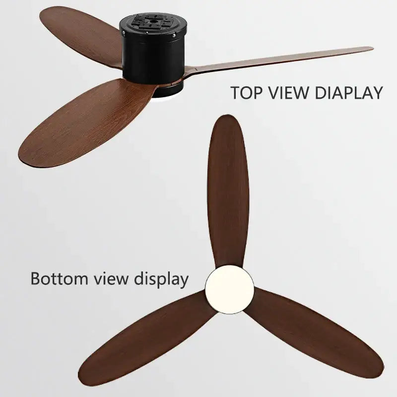 Black Wood Ceiling Fan 52-Inch with LED Light