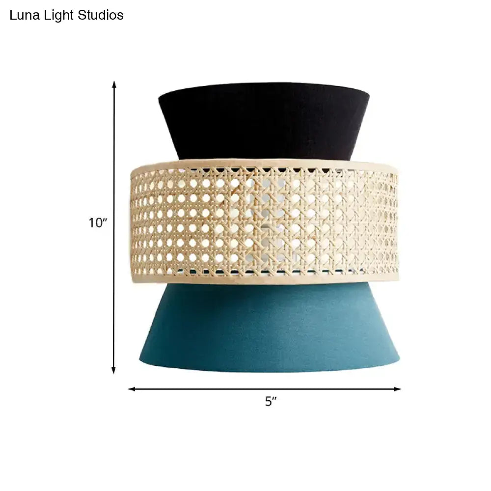 Blue Rattan Wall Sconce