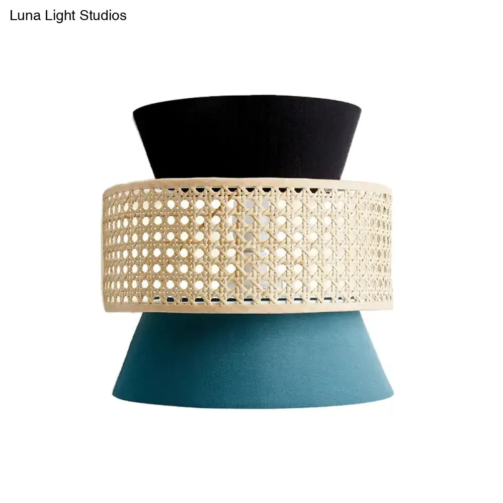 Blue Rattan Wall Sconce