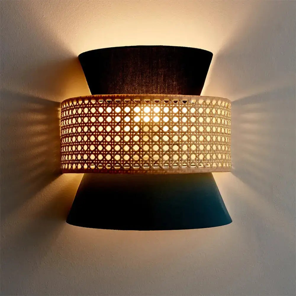 Blue Rattan Wall Sconce