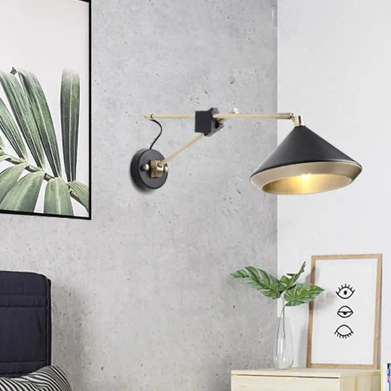 Black Brass Arm Wall Sconce