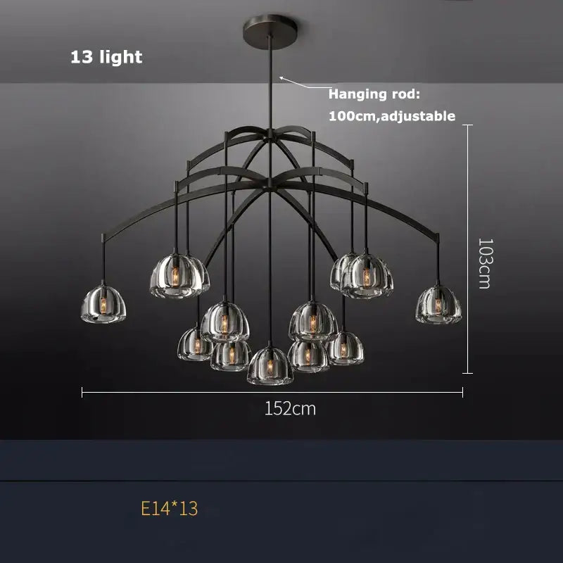 Black Brass Crystal Chandelier