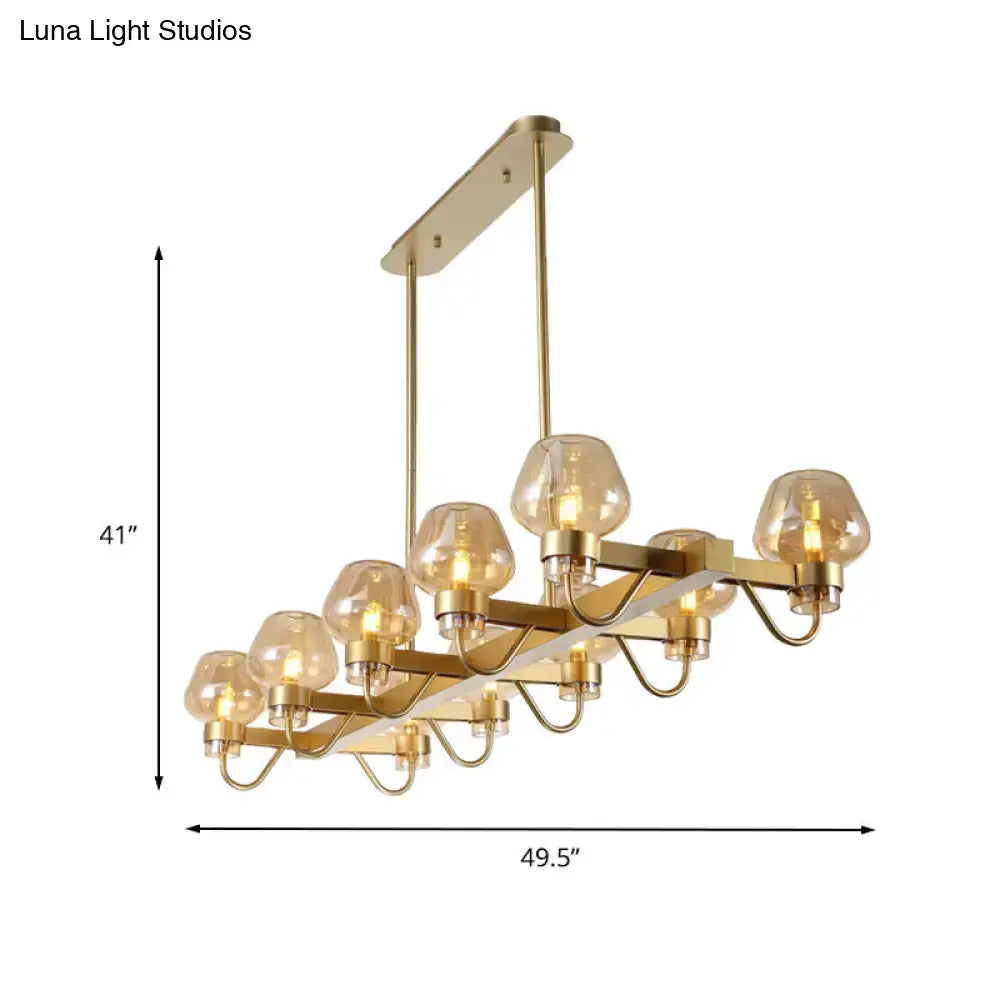 Black Brass Ten-Bulb Bedroom Island Pendant