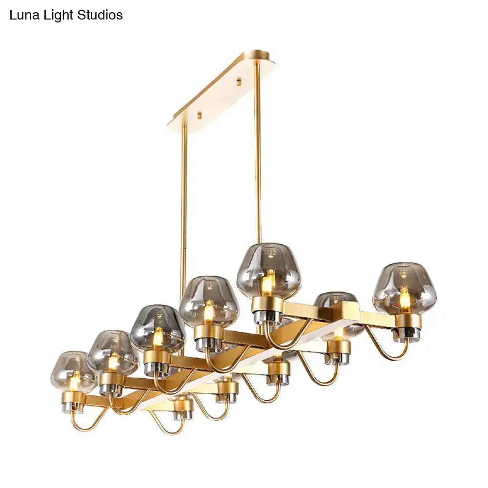Black Brass Ten-Bulb Bedroom Island Pendant