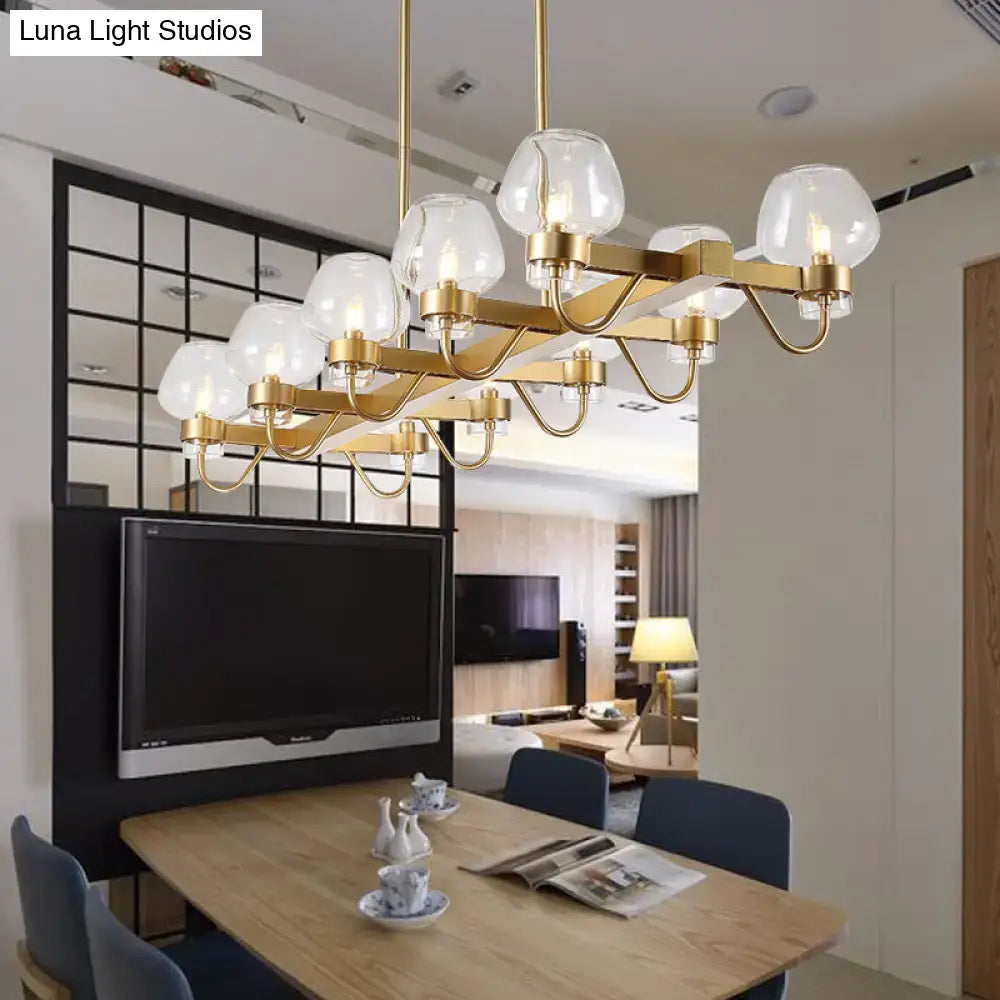Black Brass Ten-Bulb Bedroom Island Pendant