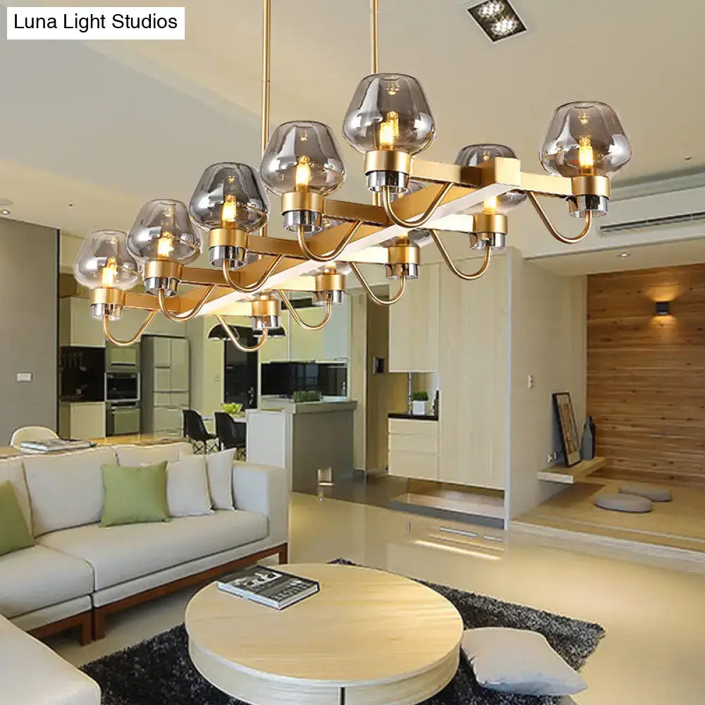 Black Brass Ten-Bulb Bedroom Island Pendant
