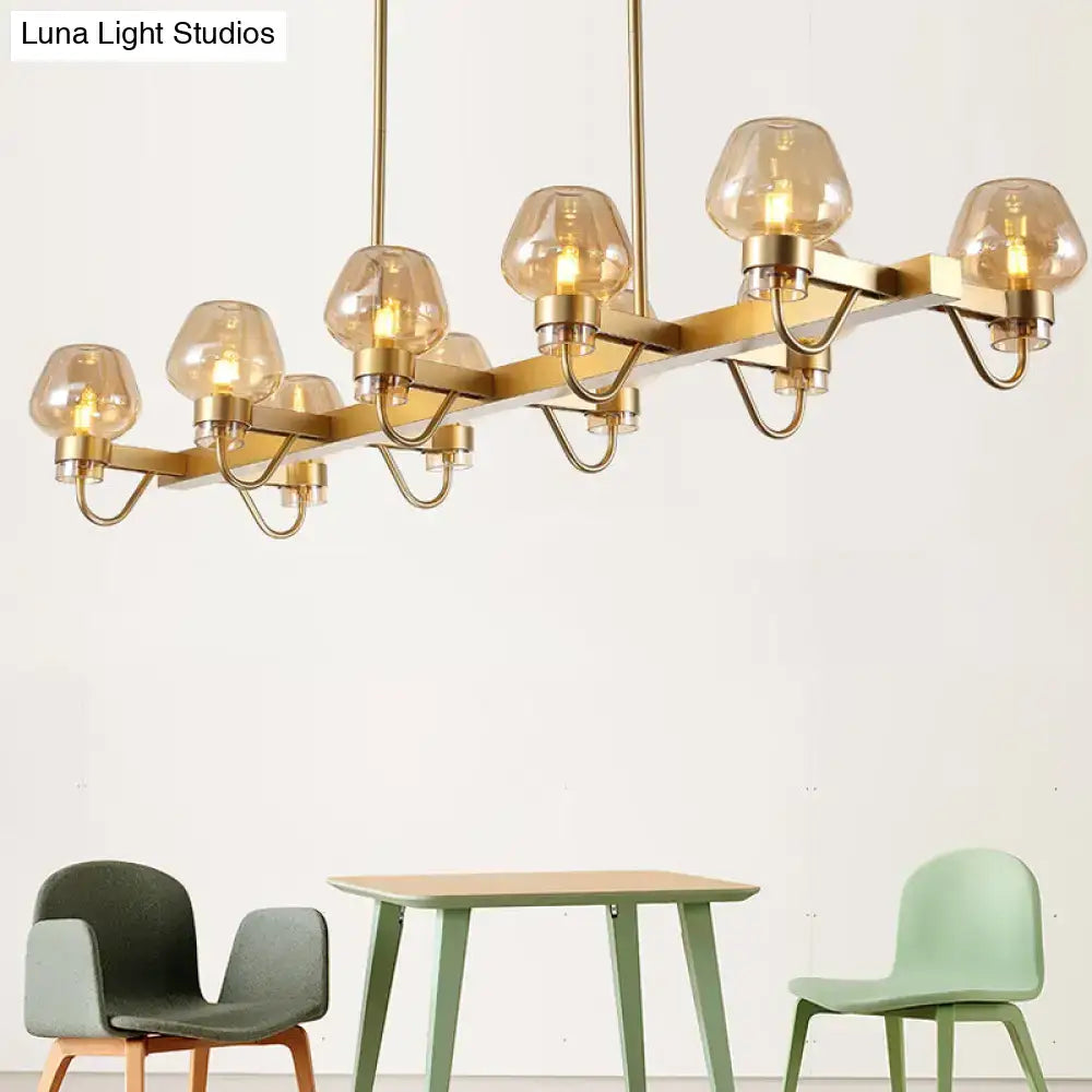 Black Brass Ten-Bulb Bedroom Island Pendant