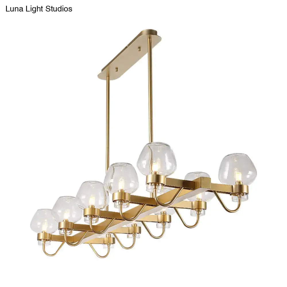 Black Brass Ten-Bulb Bedroom Island Pendant