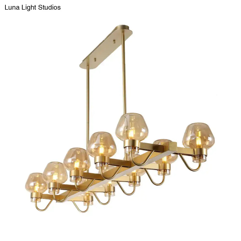 Black Brass Ten-Bulb Bedroom Island Pendant