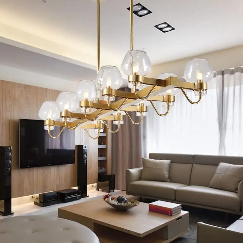 Black Brass Ten-Bulb Bedroom Island Pendant