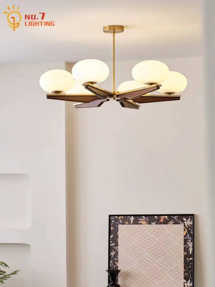 Black Brass Wood Chandelier