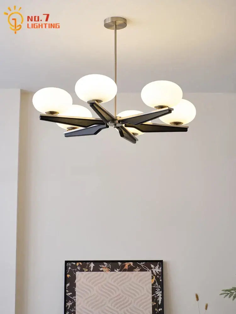 Black Brass Wood Chandelier