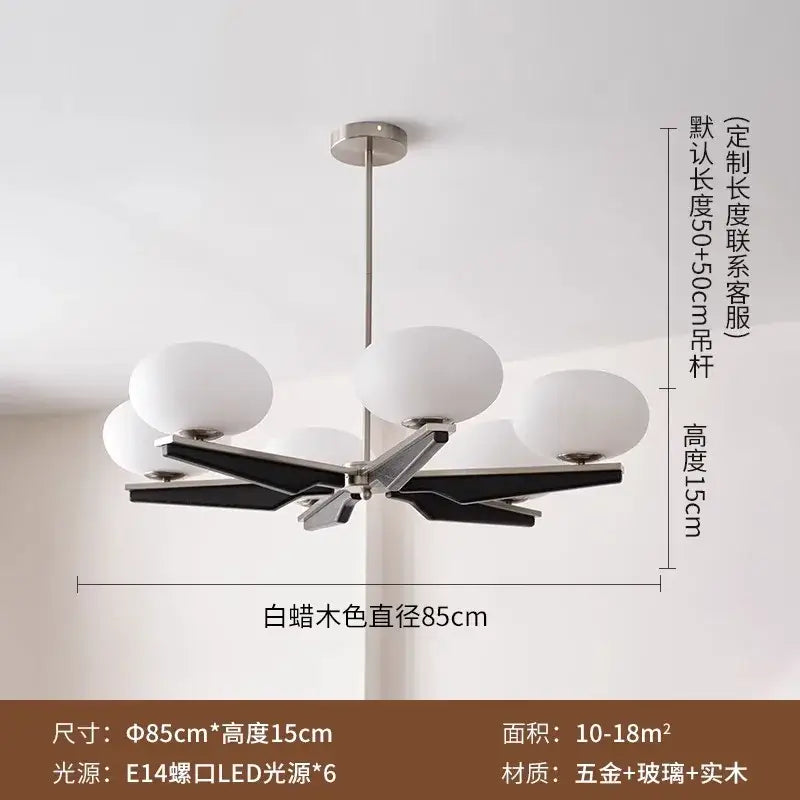 Black Brass Wood Chandelier