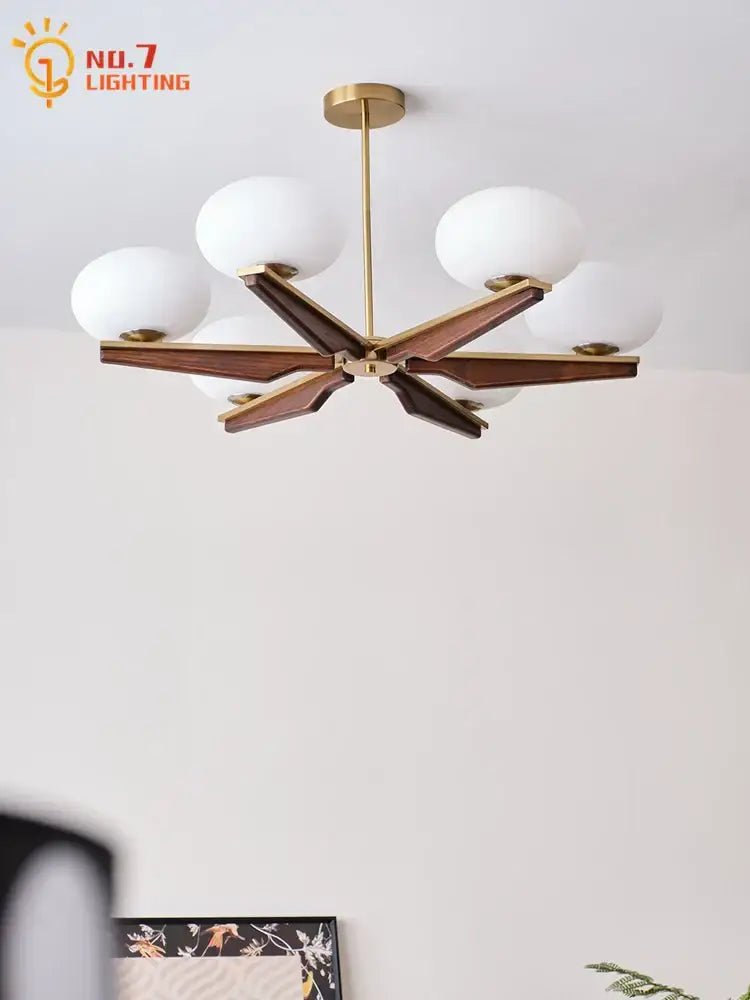 Black Brass Wood Chandelier